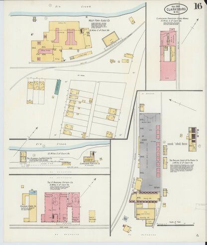 Sanborn Fire Insurance Map from Clarksburg, Harrison County, West Virginia (1905), Sheet #0016 - Complete Map Set gallery image, historic Sanborn map, vintage wall art, West Virginia West Virginia
