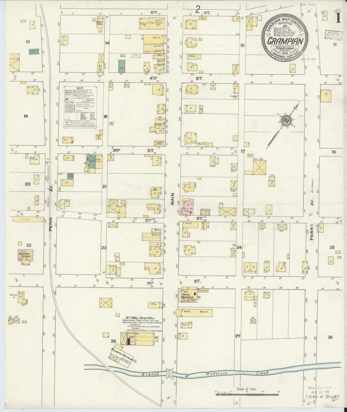 Sanborn Fire Insurance Map from Grampian, Clearfield County, Pennsylvania (1910), Sheet #0001 - Complete Map Set gallery image, historic Sanborn map, vintage wall art, Pennsylvania Pennsylvania