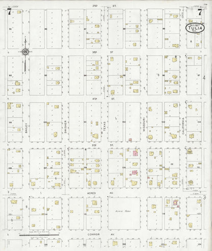 Sanborn Fire Insurance Map from Tulia, Swisher County, Texas (1927), Sheet #0007 - Complete Map Set gallery image, historic Sanborn map, vintage wall art, Texas Texas