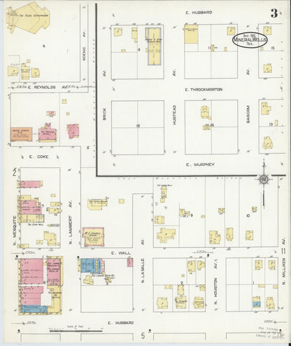 Sanborn Fire Insurance Map from Mineral Wells, Palo Pinto County, Texas (1912), Sheet #0003 - Complete Map Set gallery image, historic Sanborn map, vintage wall art, Texas Texas