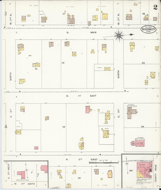 Sanborn Fire Insurance Map from Brigham City, Box Elder County, Utah (1907), Sheet #0002 - Historic Sanborn Fire Insurance Map Print, vintage old map wall art, antique decor, genealogy gift, Utah Utah map