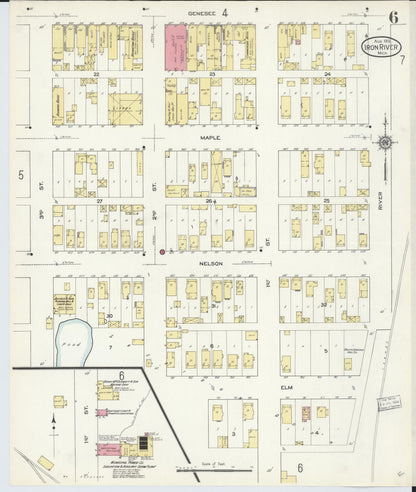 Sanborn Fire Insurance Map from Iron River, Iron County, Michigan (1913), Sheet #0006 - Complete Map Set gallery image, historic Sanborn map, vintage wall art, Michigan Michigan