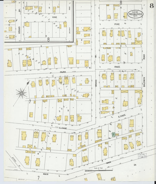 Sanborn Fire Insurance Map from Negaunee, Marquette County, Michigan (1902), Sheet #0008 - Historic Sanborn Fire Insurance Map Print, vintage old map wall art, antique decor, genealogy gift, Michigan Michigan map