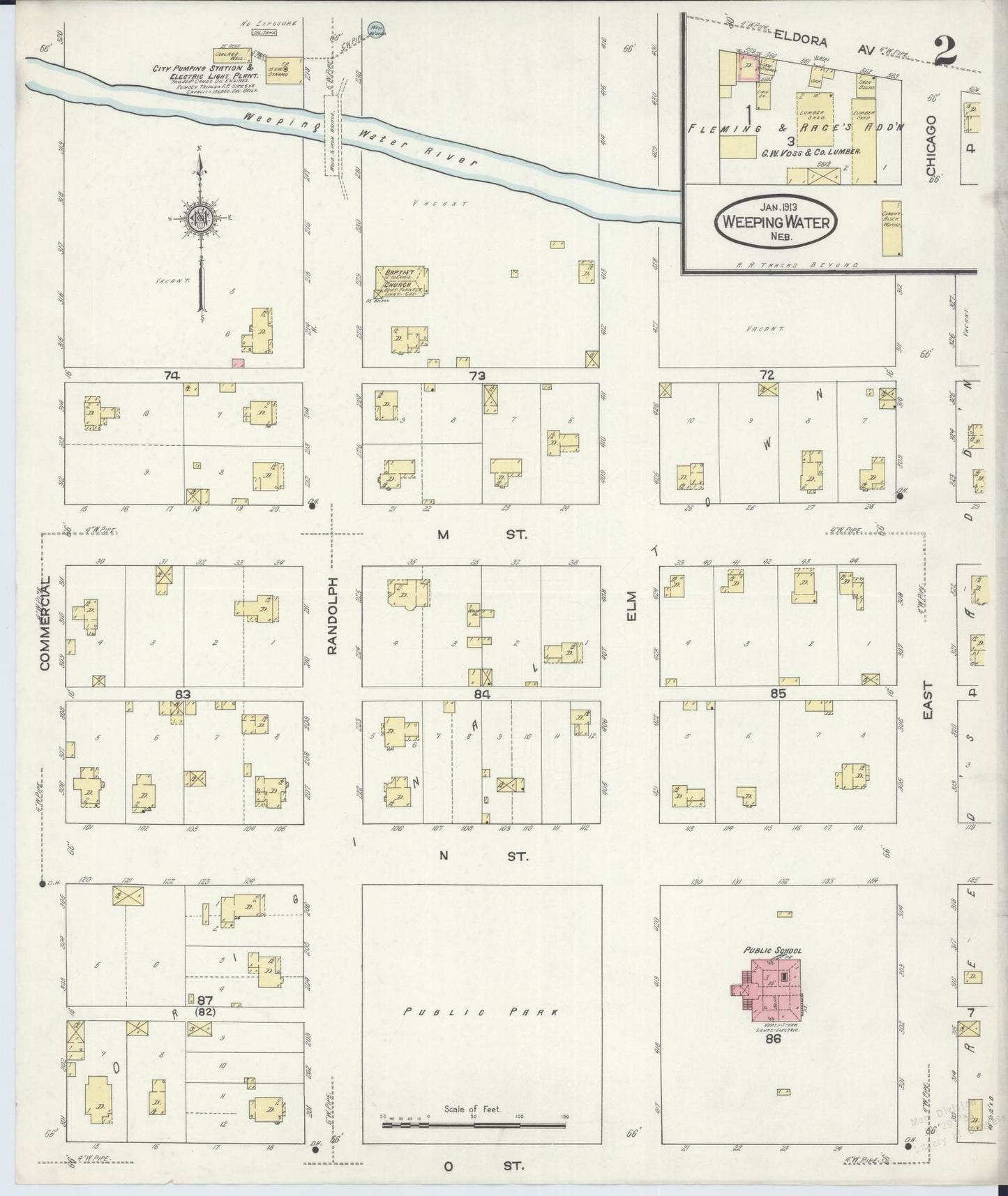 Sanborn Fire Insurance Map from Weeping Water, Cass County, Nebraska (1913), Sheet #0002 - Complete Map Set gallery image, historic Sanborn map, vintage wall art, Nebraska Nebraska