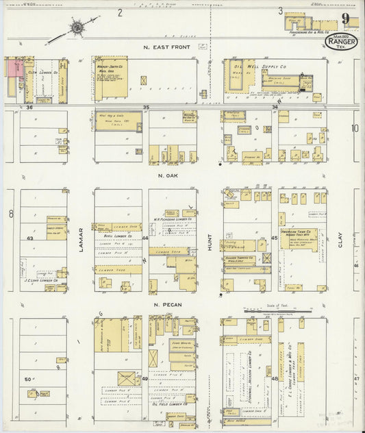 Sanborn Fire Insurance Map from Ranger, Eastland County, Texas (1920), Sheet #0009 - Historic Sanborn Fire Insurance Map Print, vintage old map wall art, antique decor, genealogy gift, Texas Texas map