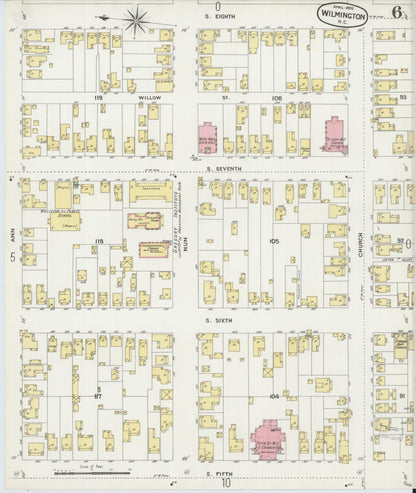 Sanborn Fire Insurance Map from Wilmington, New Hanover County, North Carolina (1898), Sheet #0006 - Complete Map Set gallery image, historic Sanborn map, vintage wall art, North Carolina North Carolina
