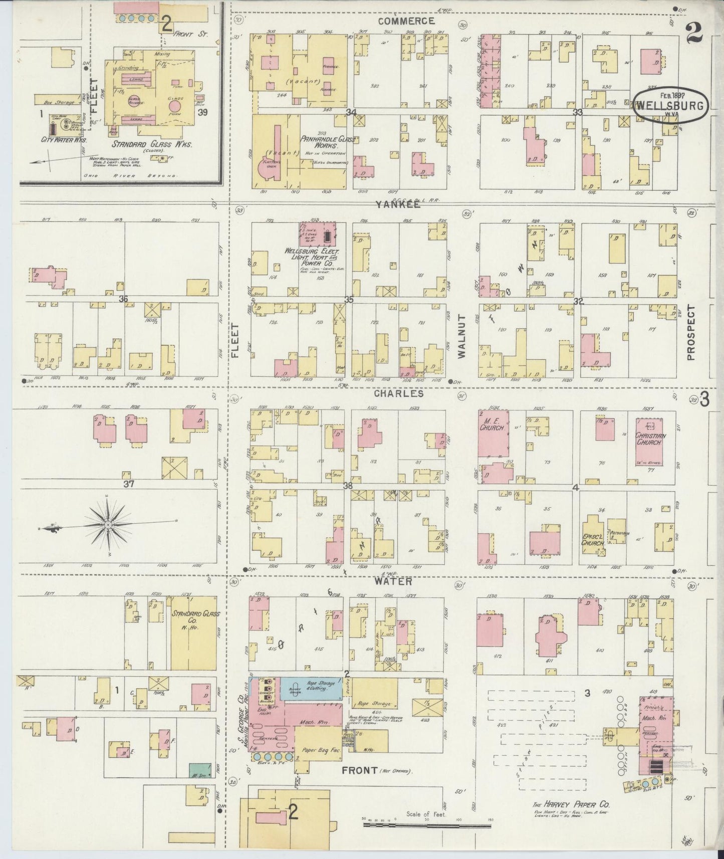 Sanborn Fire Insurance Map from Wellsburg, Brooke County, West Virginia (1897), Sheet #0002 - Complete Map Set gallery image, historic Sanborn map, vintage wall art, West Virginia West Virginia