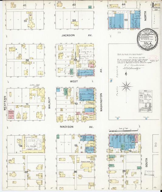 Sanborn Fire Insurance Map from Iola, Allen County, Kansas (1892), Sheet #0001 - Complete Map Set gallery image, historic Sanborn map, vintage wall art, Kansas Kansas
