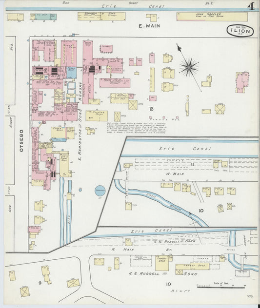 Sanborn Fire Insurance Map from Ilion, Herkimer County, New York (1891), Sheet #0004 - Historic Sanborn Fire Insurance Map Print, vintage old map wall art, antique decor, genealogy gift, New York New York map