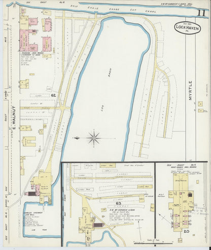 Sanborn Fire Insurance Map from Lock Haven, Clinton County, Pennsylvania (1891), Sheet #0011 - Historic Sanborn Fire Insurance Map Print, vintage old map wall art, antique decor, genealogy gift, Pennsylvania Pennsylvania map