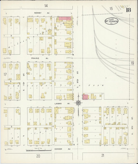Sanborn Fire Insurance Map from Mount Vernon, Jefferson County, Illinois (1913), Sheet #0018 - Historic Sanborn Fire Insurance Map Print, vintage old map wall art, antique decor, genealogy gift, Illinois Illinois map