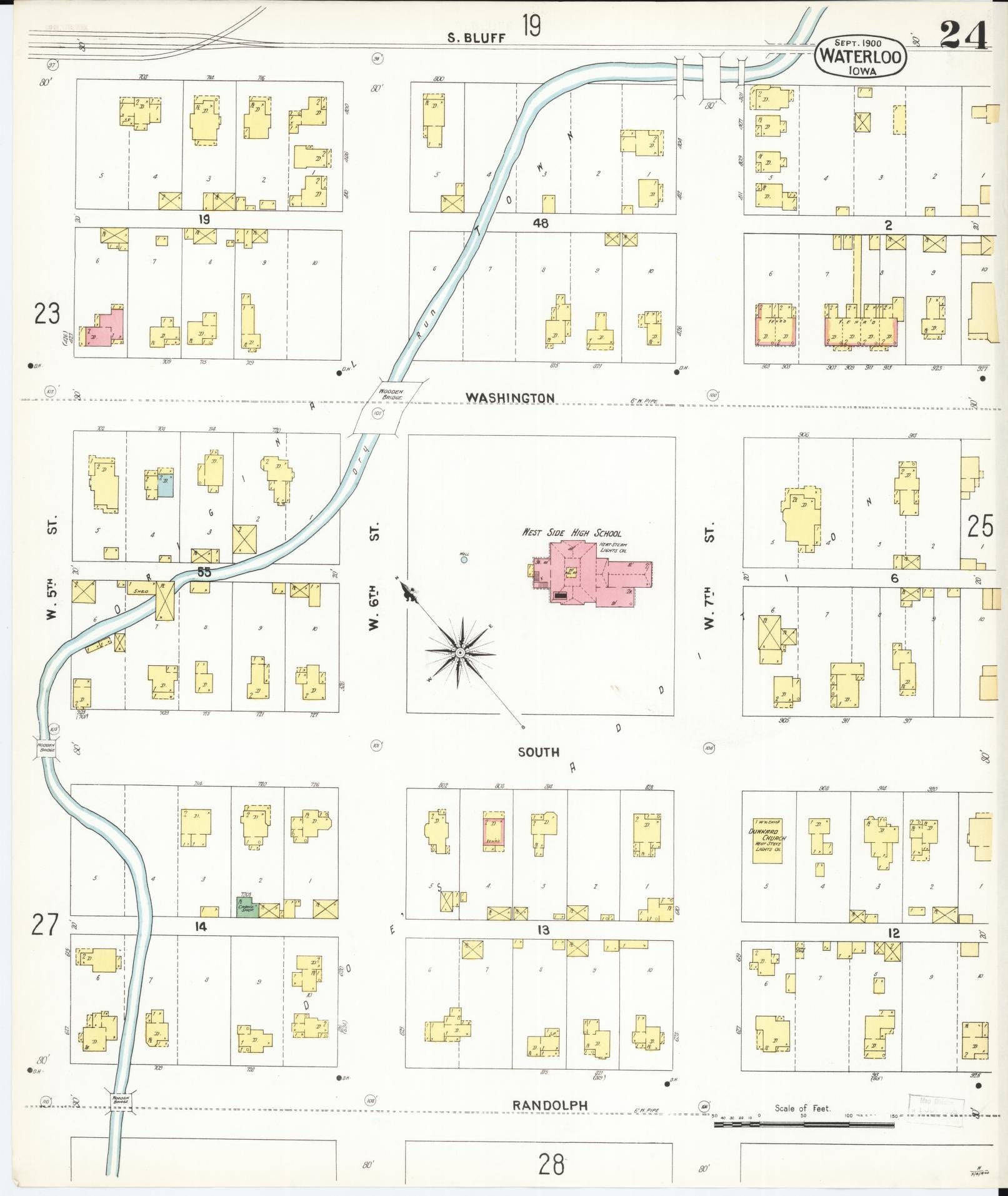 Sanborn Fire Insurance Map from Waterloo, Black Hawk County, Iowa (1900), Sheet #0024 - Historic Sanborn Fire Insurance Map Print