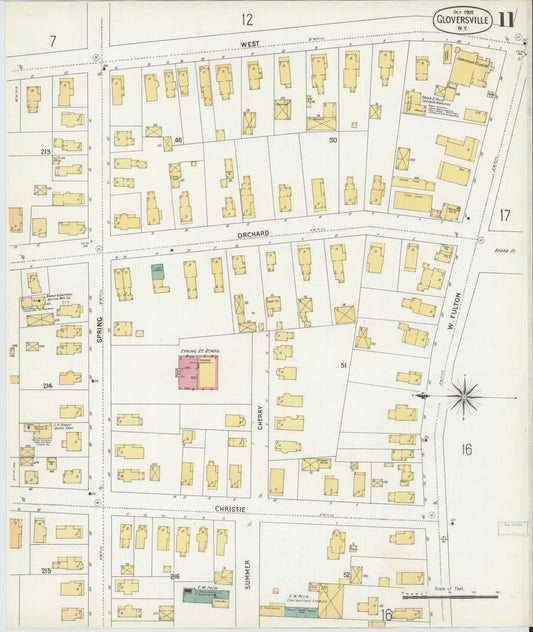 Sanborn Fire Insurance Map from Gloversville, Fulton County, New York (1902), Sheet #0011 - Historic Sanborn Fire Insurance Map Print, vintage old map wall art, antique decor, genealogy gift, New York New York map