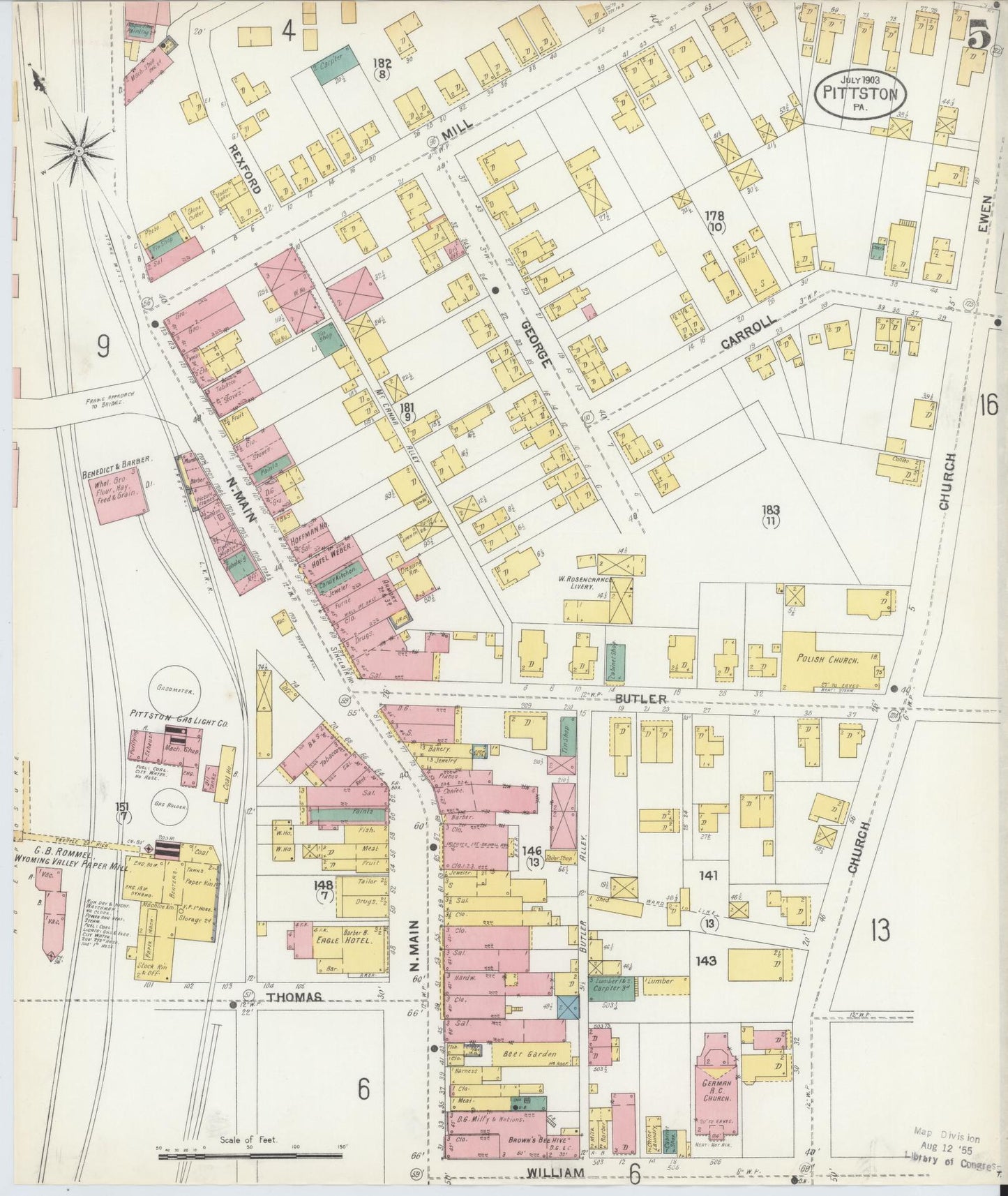 Sanborn Fire Insurance Map from Pittston, Luzerne County, Pennsylvania (1903), Sheet #0005 - Complete Map Set gallery image, historic Sanborn map, vintage wall art, Pennsylvania Pennsylvania