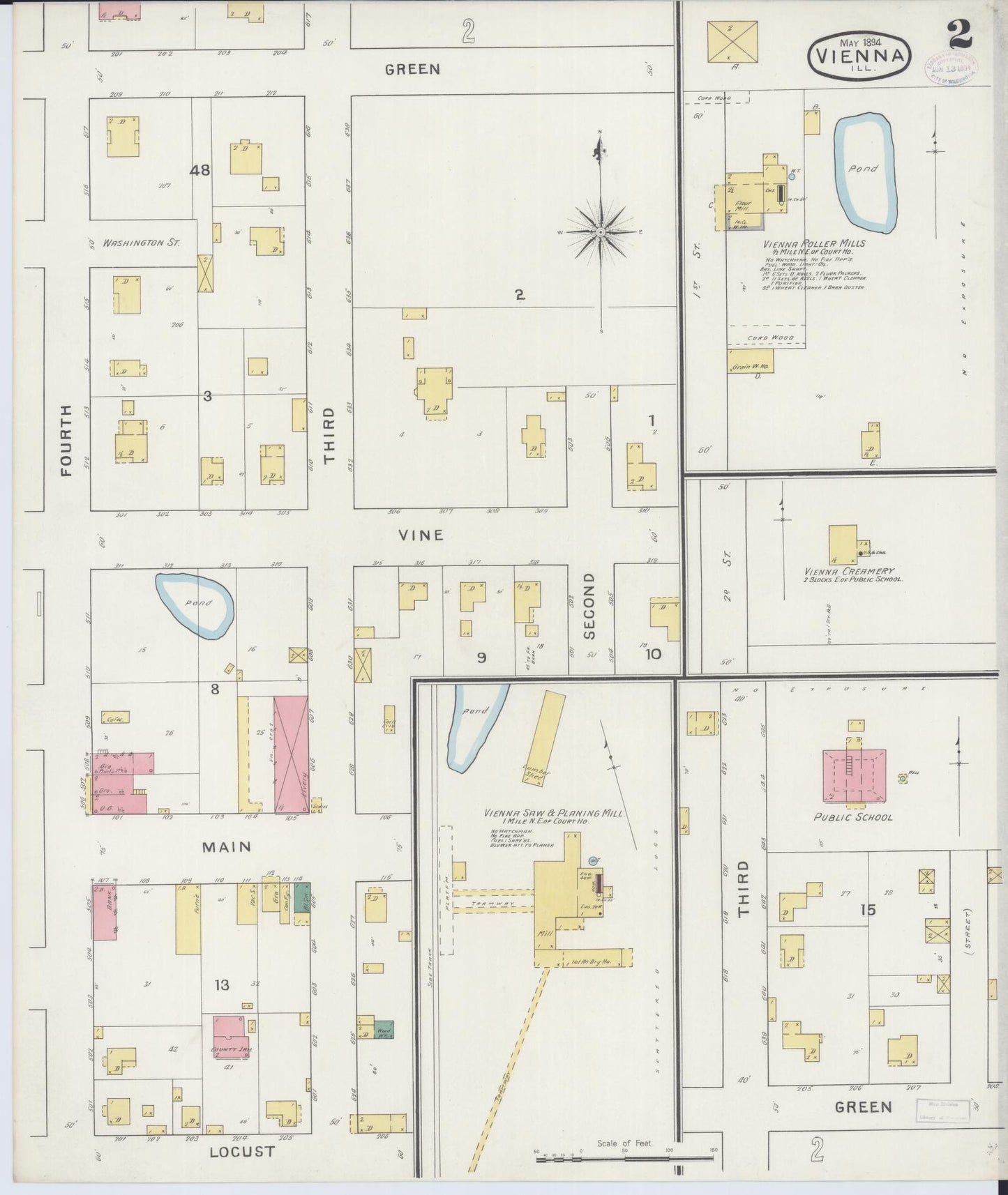 Sanborn Fire Insurance Map from Vienna, Johnson County, Illinois (1894), Sheet #0002 - Complete Map Set gallery image, historic Sanborn map, vintage wall art, Illinois Illinois