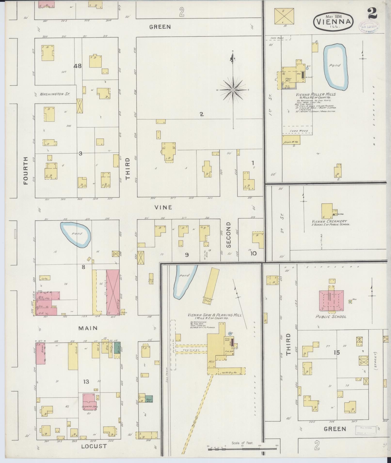 Sanborn Fire Insurance Map from Vienna, Johnson County, Illinois (1894), Sheet #0002 - Complete Map Set gallery image, historic Sanborn map, vintage wall art, Illinois Illinois