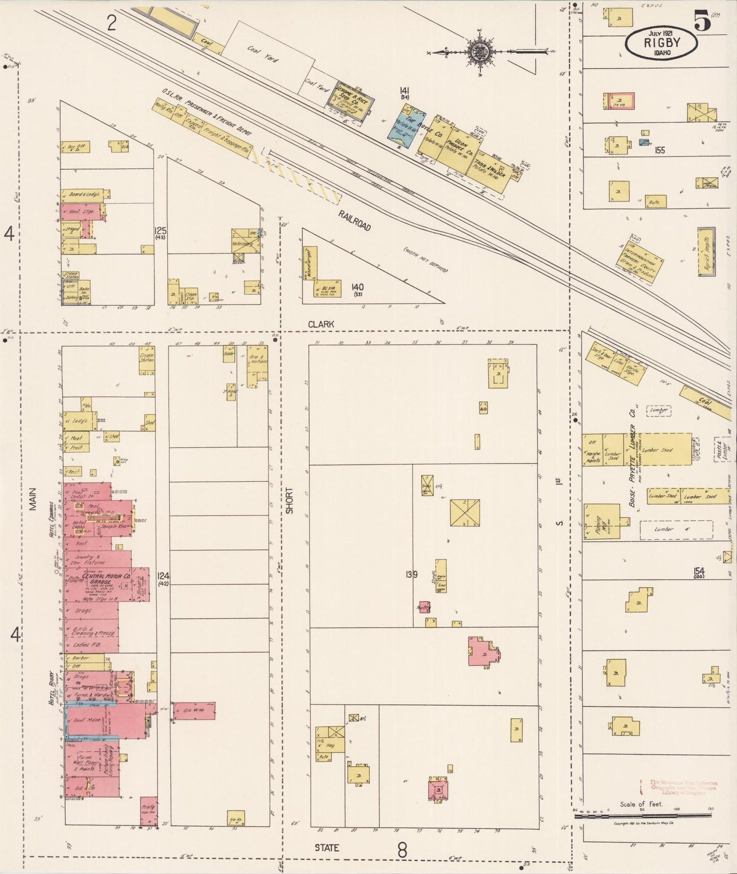 Sanborn Fire Insurance Map from Rigby, Jefferson County, Idaho (1921), Sheet #0005 - Complete Map Set gallery image, historic Sanborn map, vintage wall art, Idaho Idaho