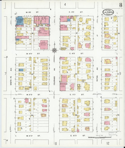Sanborn Fire Insurance Map from La Junta, Otero County, Colorado (1919), Sheet #0008 - Historic Sanborn Fire Insurance Map Print, vintage old map wall art, antique decor, genealogy gift, Colorado Colorado map
