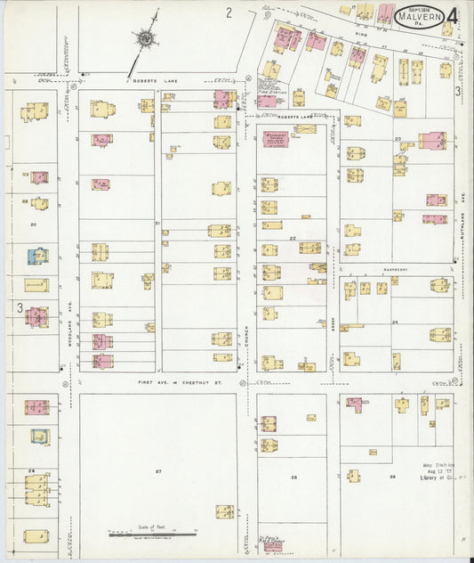 Sanborn Fire Insurance Map from Malvern, Chester County, Pennsylvania (1919), Sheet #0004 - Historic Sanborn Fire Insurance Map Print, vintage old map wall art, antique decor, genealogy gift, Pennsylvania Pennsylvania map