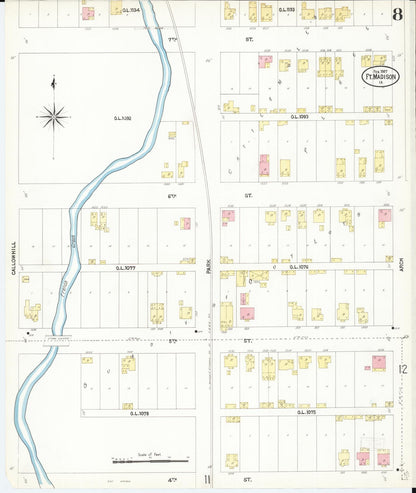 Sanborn Fire Insurance Map from Fort Madison, Lee County, Iowa (1907), Sheet #0008 - Historic Sanborn Fire Insurance Map Print