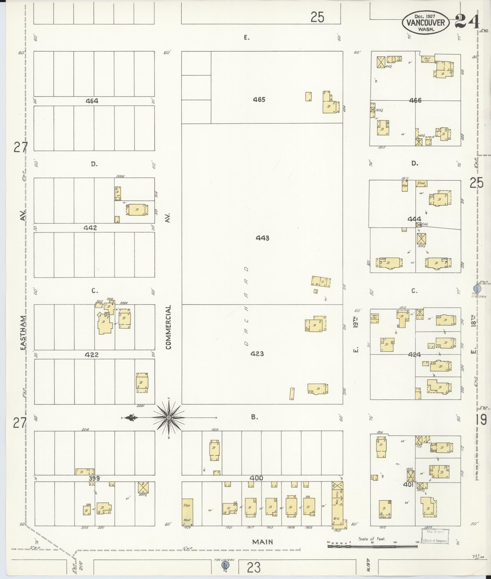 Sanborn Fire Insurance Map from Vancouver, Clark County, Washington (1907), Sheet #0024 - Complete Map Set gallery image, historic Sanborn map, vintage wall art, Washington Washington