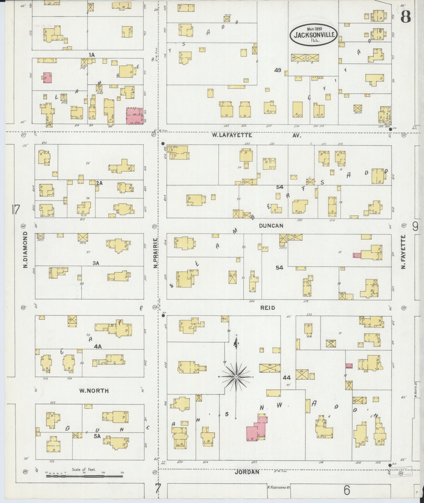 Sanborn Fire Insurance Map from Jacksonville, Morgan County, Illinois. (1899), Sheet 8 – Historic Sanborn Fire Insurance Map Print