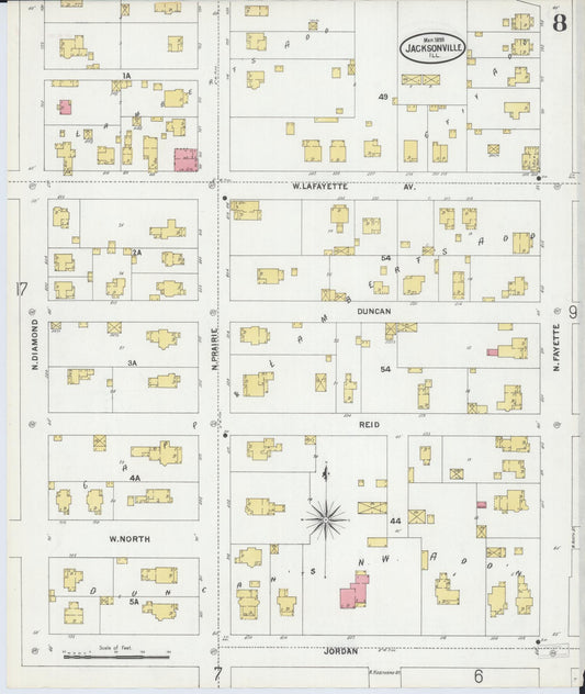 Sanborn Fire Insurance Map from Jacksonville, Morgan County, Illinois. (1899), Sheet 8 – Historic Sanborn Fire Insurance Map Print