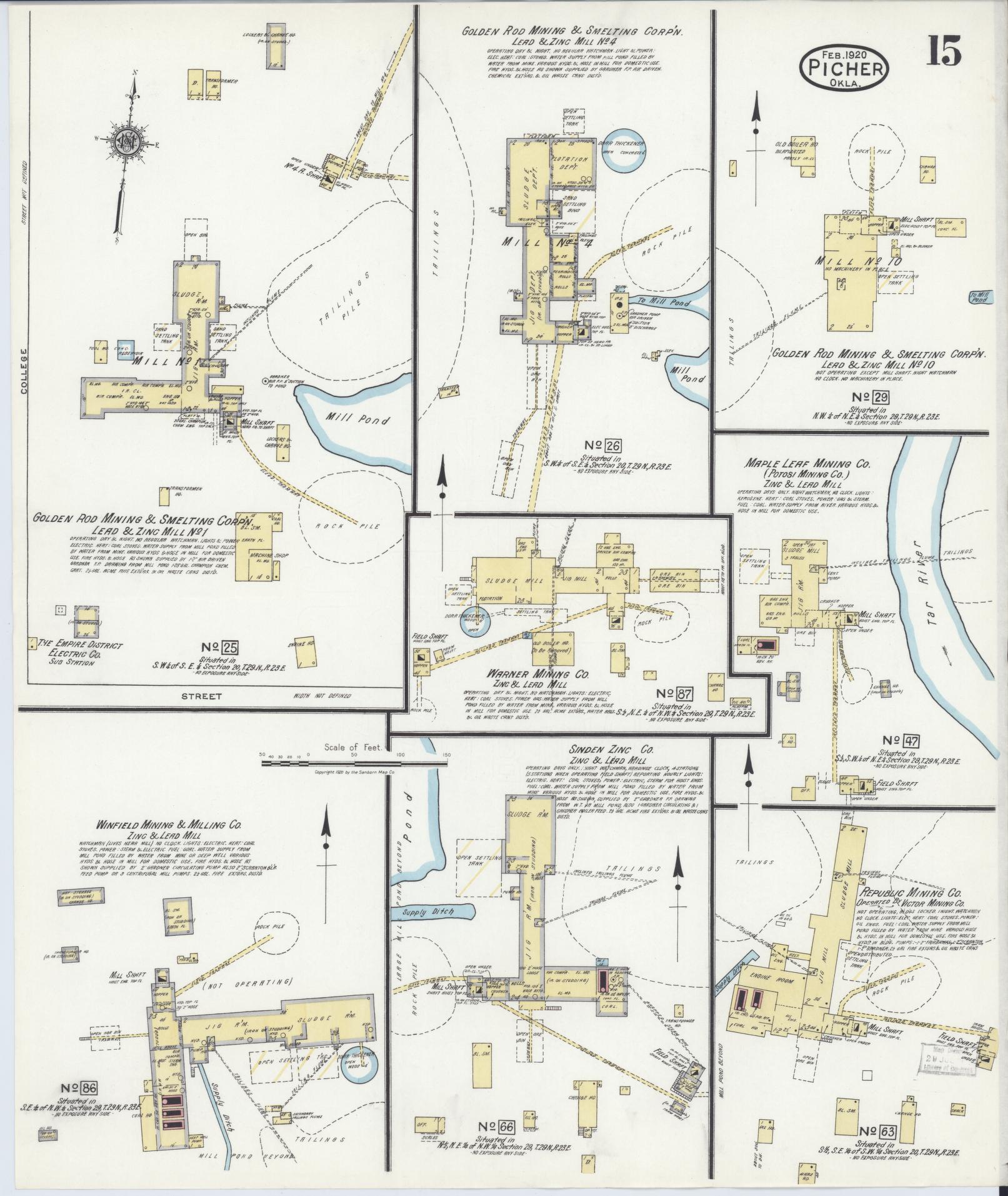 Sanborn Fire Insurance Map from Picher, Ottawa County, Oklahoma (1920), Sheet #0015 - Complete Map Set gallery image, historic Sanborn map, vintage wall art, Oklahoma Oklahoma