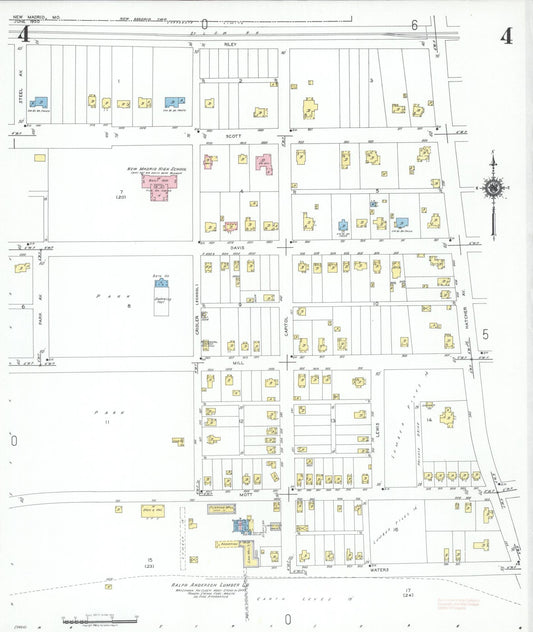 Sanborn Fire Insurance Map from New Madrid, New Madrid County, Missouri (1950), Sheet #0004 - Historic Sanborn Fire Insurance Map Print, vintage old map wall art, antique decor, genealogy gift, Missouri Missouri map