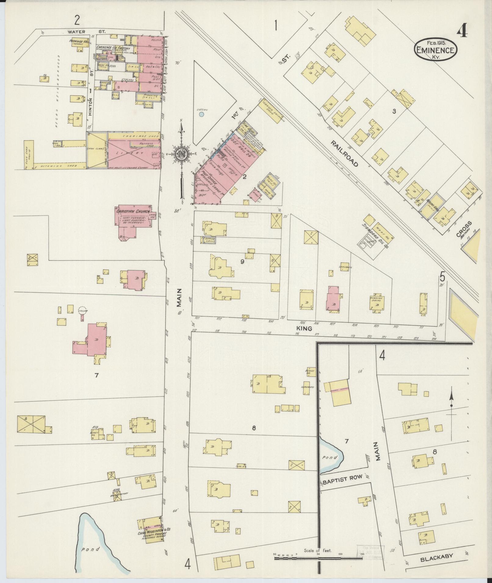 Sanborn Fire Insurance Map from Eminence, Henry County, Kentucky (1915), Sheet #0004 - Complete Map Set gallery image, historic Sanborn map, vintage wall art, Kentucky Kentucky