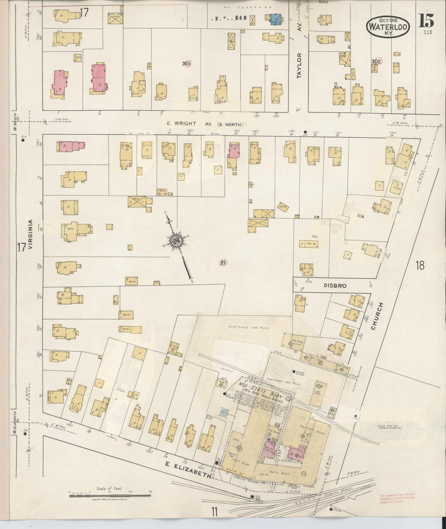 Sanborn Fire Insurance Map from Waterloo, Seneca County, New York (1948), Sheet #0015 - Complete Map Set gallery image, historic Sanborn map, vintage wall art, New York New York