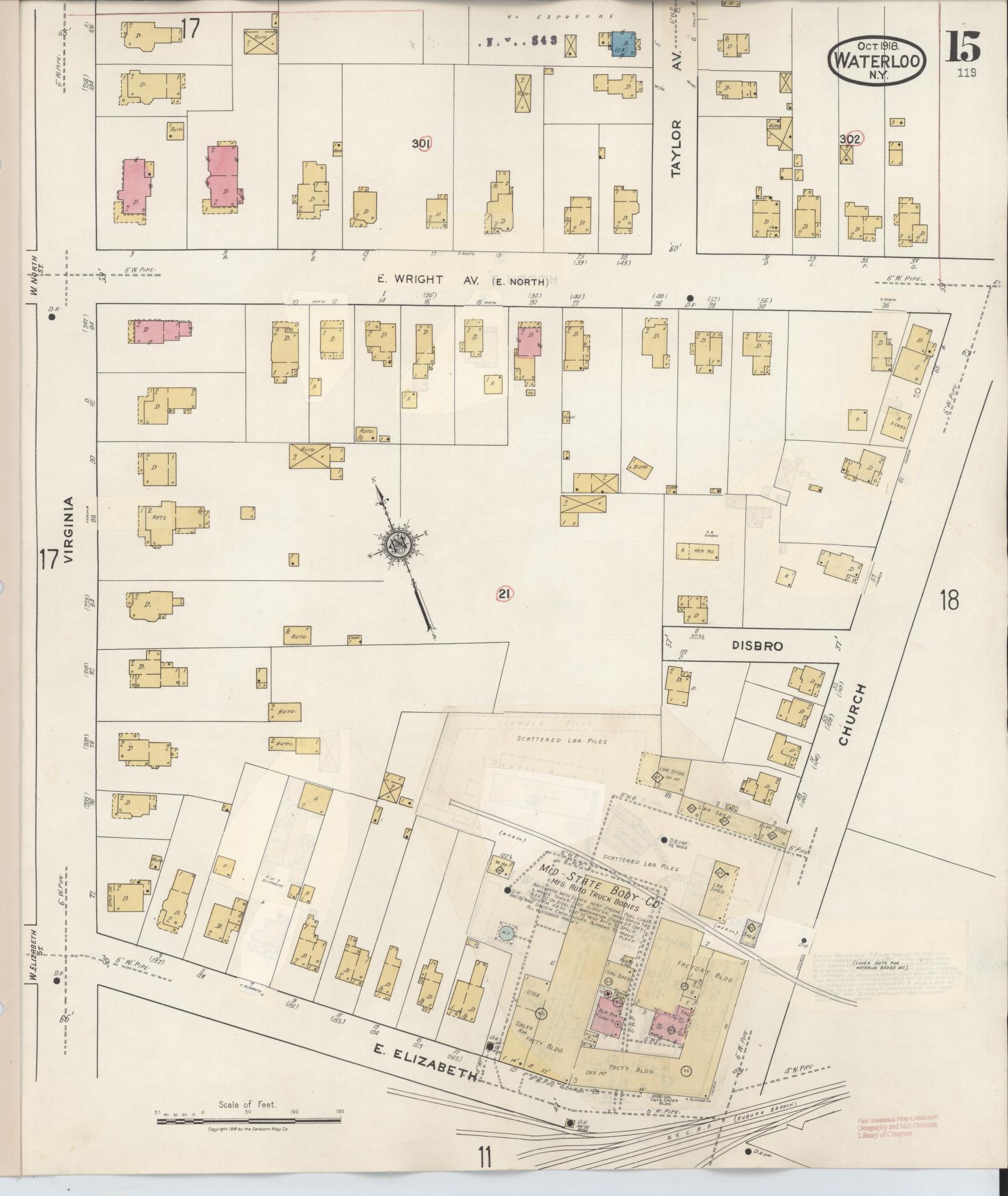 Sanborn Fire Insurance Map from Waterloo, Seneca County, New York (1948), Sheet #0015 - Complete Map Set gallery image, historic Sanborn map, vintage wall art, New York New York