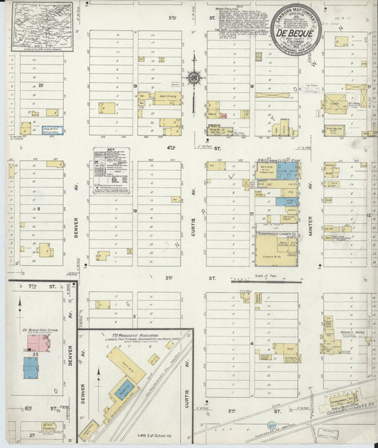 Sanborn Fire Insurance Map from De Beque, Mesa County, Colorado (1912), Sheet #0001 - Historic Sanborn Fire Insurance Map Print, vintage old map wall art, antique decor, genealogy gift, Colorado Colorado map