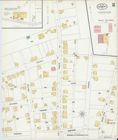 Sanborn Fire Insurance Map from Fairmont, Marion County, West Virginia (1902), Sheet #0002 - Complete Map Set gallery image, historic Sanborn map, vintage wall art, West Virginia West Virginia