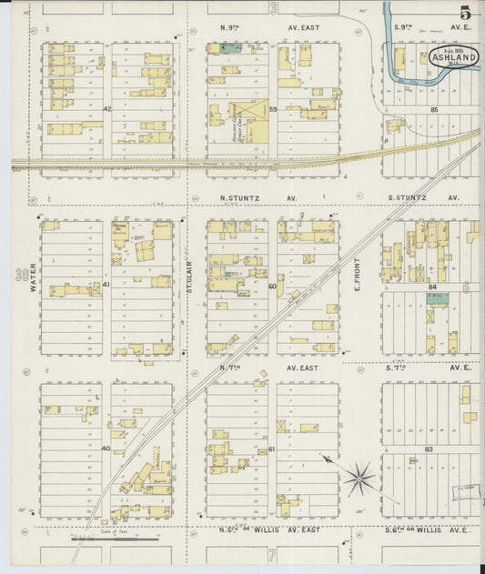 Sanborn Fire Insurance Map from Ashland, Ashland County, Wisconsin (1895), Sheet #0005 - Historic Sanborn Fire Insurance Map Print, vintage old map wall art, antique decor, genealogy gift, Wisconsin Wisconsin map