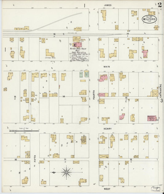 Sanborn Fire Insurance Map from Milford, Kosciusko County, Indiana (1897), Sheet #0002 - Historic Sanborn Fire Insurance Map Print, vintage old map wall art, antique decor, genealogy gift, Indiana Indiana map
