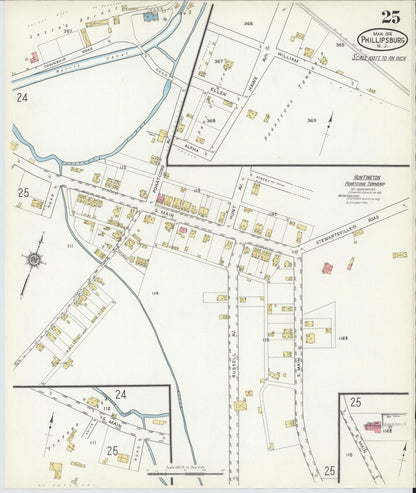 Sanborn Fire Insurance Map from Phillipsburg, Warren County, New Jersey (1916), Sheet #0025 - Historic Sanborn Fire Insurance Map Print, vintage old map wall art, antique decor, genealogy gift, New Jersey New Jersey map