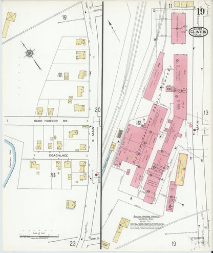 Sanborn Fire Insurance Map from Clinton, Worcester County, Massachusetts (1919), Sheet #0019 - Historic Sanborn Fire Insurance Map Print, vintage old map wall art, antique decor, genealogy gift, Massachusetts Massachusetts map