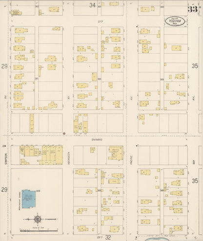 Sanborn Fire Insurance Map from Hoquiam, Grays Harbor County, Washington (1916), Sheet #0033 - Complete Map Set gallery image, historic Sanborn map, vintage wall art, Washington Washington