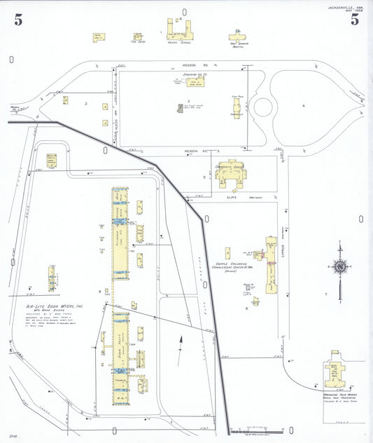 Sanborn Fire Insurance Map from Jacksonville, Pulaski County, Arkansas (1950), Sheet #0005 - Historic Sanborn Fire Insurance Map Print, vintage old map wall art, antique decor, genealogy gift, Arkansas Arkansas map