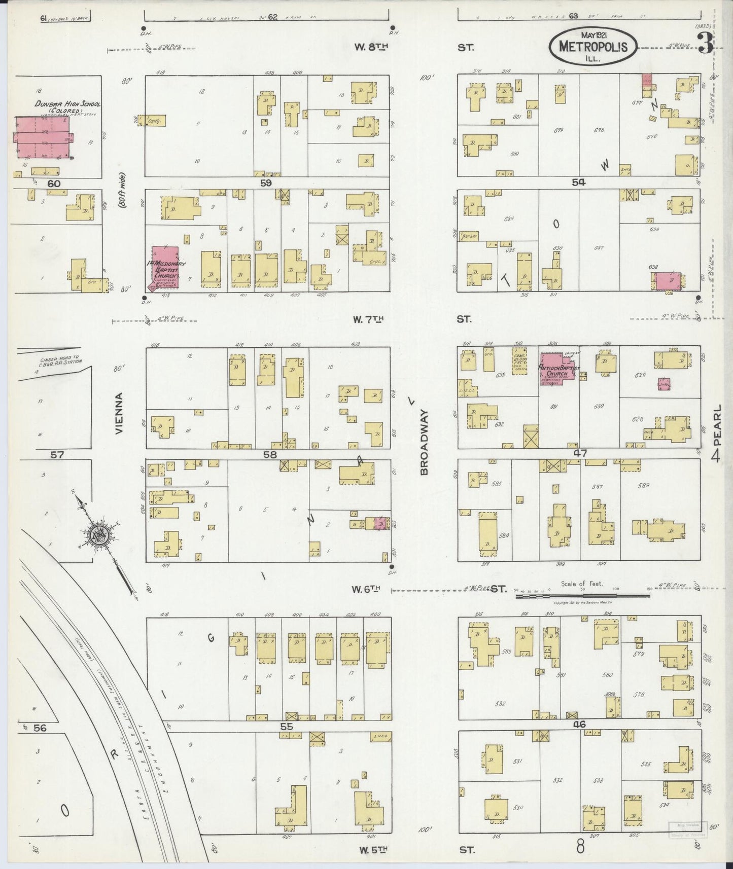 Sanborn Fire Insurance Map from Metropolis, Massac County, Illinois (1921), Sheet #0003 - Complete Map Set gallery image, historic Sanborn map, vintage wall art, Illinois Illinois