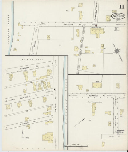 Sanborn Fire Insurance Map from Oak Bluffs, Dukes County, Massachusetts (1914), Sheet #0011 - Complete Map Set gallery image, historic Sanborn map, vintage wall art, Massachusetts Massachusetts