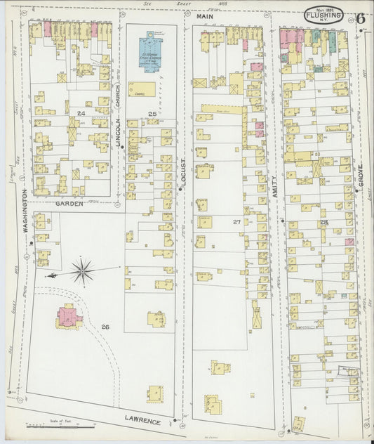 Sanborn Fire Insurance Map from Flushing, Queens County, New York (1892), Sheet #0006 - Historic Sanborn Fire Insurance Map Print, vintage old map wall art, antique decor, genealogy gift, New York New York map