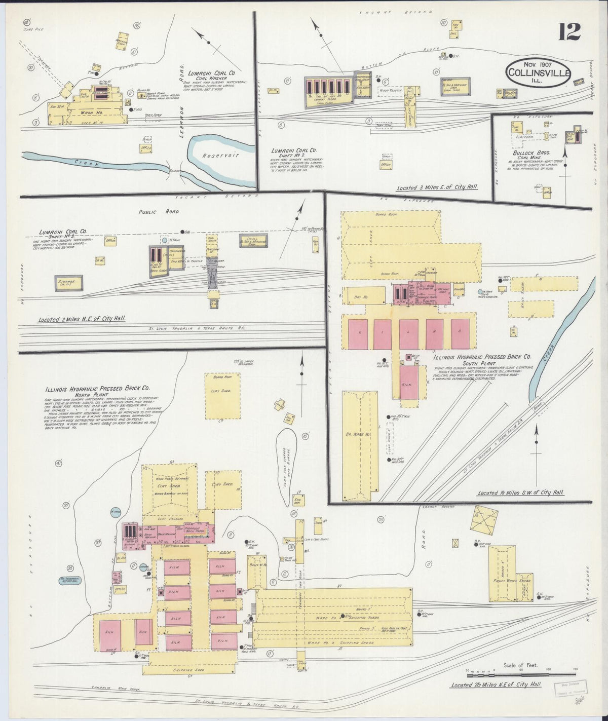 Sanborn Fire Insurance Map from Collinsville, Madison County, Illinois (1907), Sheet #0012 - Complete Map Set gallery image, historic Sanborn map, vintage wall art, Illinois Illinois