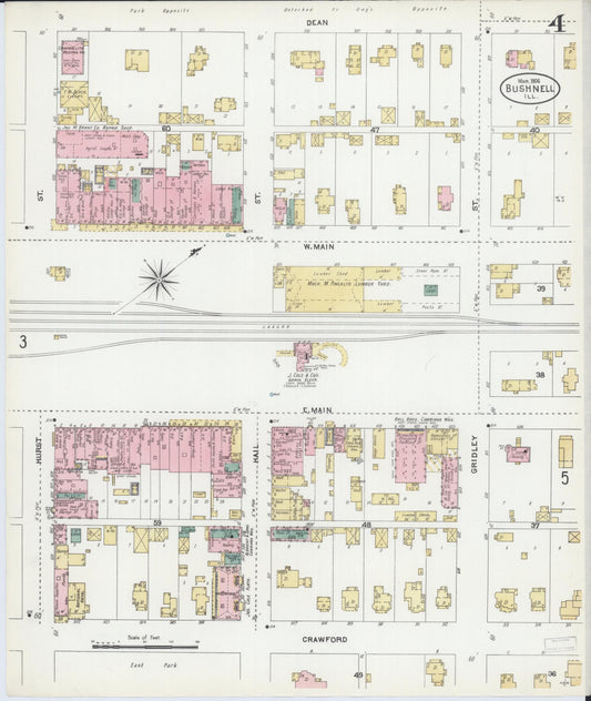 Sanborn Fire Insurance Map from Bushnell, Mcdonough County, Illinois (1906), Sheet #0004 - Historic Sanborn Fire Insurance Map Print, vintage old map wall art, antique decor, genealogy gift, Illinois Illinois map