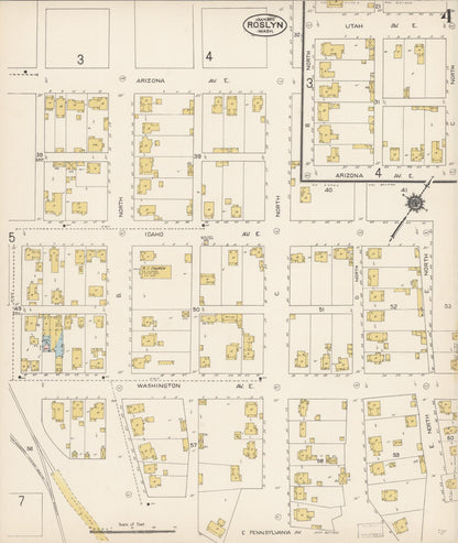 Sanborn Fire Insurance Map from Roslyn, Kittitas County, Washington (1912), Sheet #0004 - Complete Map Set gallery image, historic Sanborn map, vintage wall art, Washington Washington