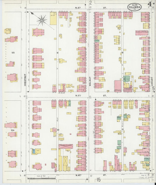 Sanborn Fire Insurance Map from Columbia, Lancaster County, Pennsylvania (1899), Sheet #0004 - Historic Sanborn Fire Insurance Map Print, vintage old map wall art, antique decor, genealogy gift, Pennsylvania Pennsylvania map