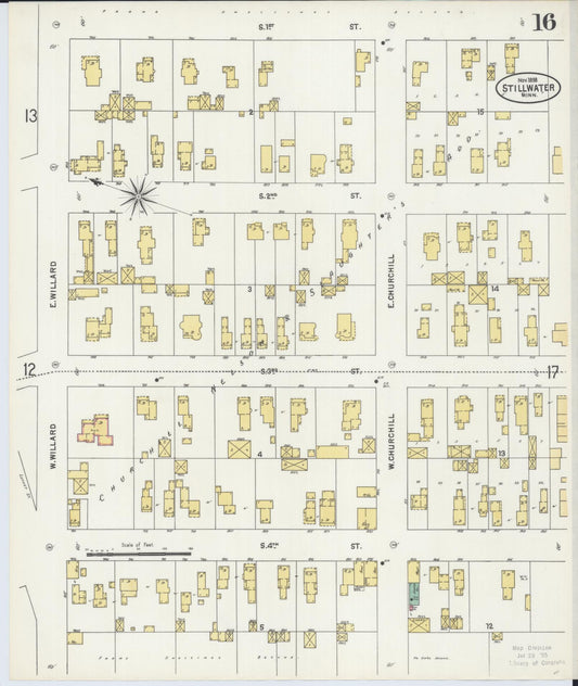 Sanborn Fire Insurance Map from Stillwater, Washington County, Minnesota (1898), Sheet #0016 - Historic Sanborn Fire Insurance Map Print, vintage old map wall art, antique decor, genealogy gift, Minnesota Minnesota map