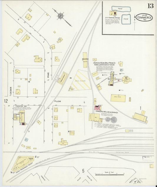 Sanborn Fire Insurance Map from Commerce, Hunt County, Texas (1911), Sheet #0013 - Historic Sanborn Fire Insurance Map Print, vintage old map wall art, antique decor, genealogy gift, Texas Texas map