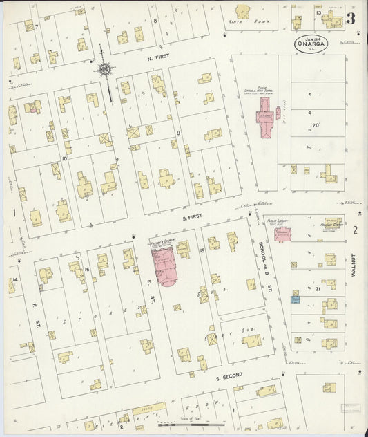 Sanborn Fire Insurance Map from Onarga, Iroquois County, Illinois (1914), Sheet #0003 - Historic Sanborn Fire Insurance Map Print, vintage old map wall art, antique decor, genealogy gift, Illinois Illinois map